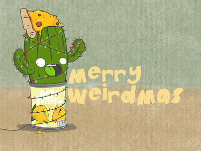 Merry weirdmas cactus cartoon christmas comic festive procreate