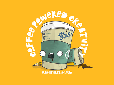 Coffee Powered Creativity caffeine coffee illustration logo