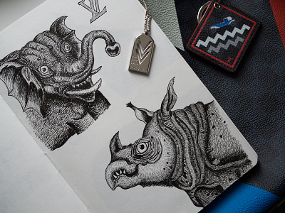 LV inspired animals sketches / Pen & Ink animals louisvuitton lv penandink sketch