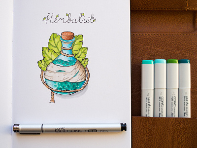 Herbalist Bottle Sketch / Copic Markers bottle color copic copics herbalist markers sketch