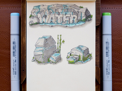 Stones & Water / Copic Markers copic copics illustration markers sketch stones water