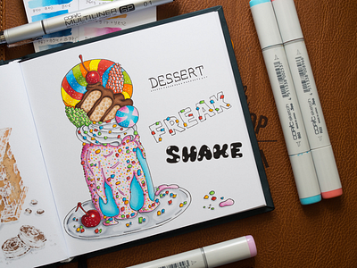 Dessert Freak Shake Illustration / Copic Markers copic copics dessert drink food illustration markers sketch