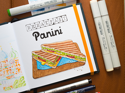 Panini Breakfast Illustration / Copic Markers breakfast copic copics food illustration markers moscow panini sketch