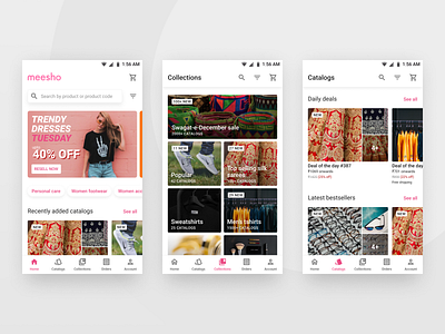 Meesho product discovery android app catalog collection commerce design discovery ecommerce fashion india meesho pitch product resell reseller shop startup ui ux visual design