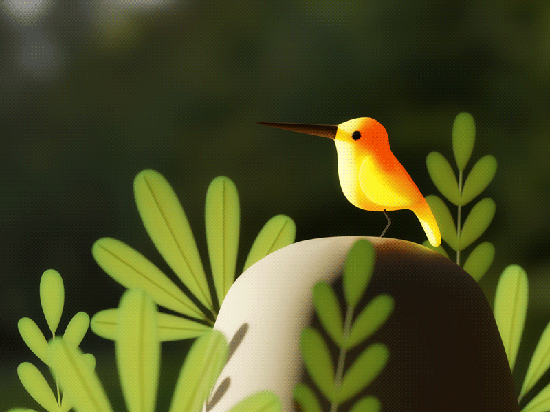 Yellow bird - High on coffee after effects animated animation b3d bird blender coffee design fantasy gif glow illustration magical motion nature render stop motion stopmotion story yellow