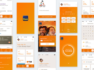 App Itaú app bank branding design finance interaction interface orange ui