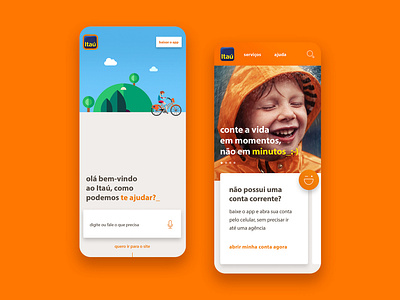 Bank Itaú mobile bank design illustration interaction interface orange ui