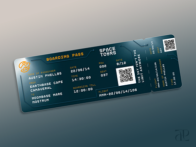 Space Tours Ticket - To the Moon | Fictional Company airplane ticket graphic design ticket travel ticket