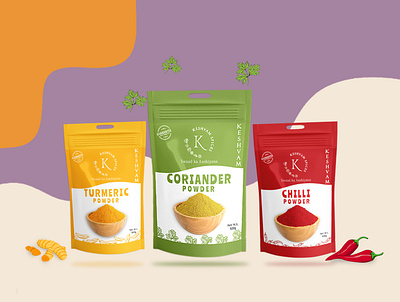 KESHWAM SPICES | PACKAGING DESIGN branding design graphic design packaging packaging design spices spices packaging vector