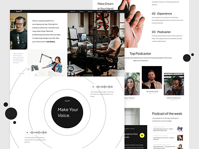 Notice - Podcast Landing Page audio branding graphic design minimalist music podcast recording typography ui ux