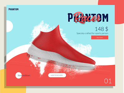 The Phantom Racer css landind logo page product shoe slider ui website