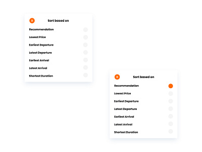 Journey Data Sort Pop Up