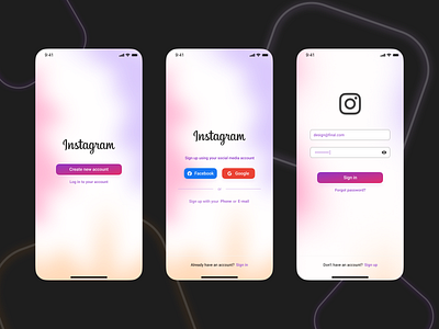 Recreated Instagram UI - Sign in/Sign up screens by Archana Beena on ...