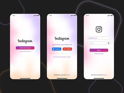 Recreated Instagram UI - Sign in/Sign up screens