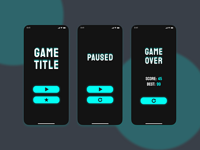 Neon Negative - UI Template for Mobile Games design game game design inspiration interface ios mobile neon template ui