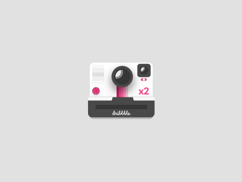 2 Dribbble Invites animation camera debut draft giveaway invitation invite photo polaroid portrait