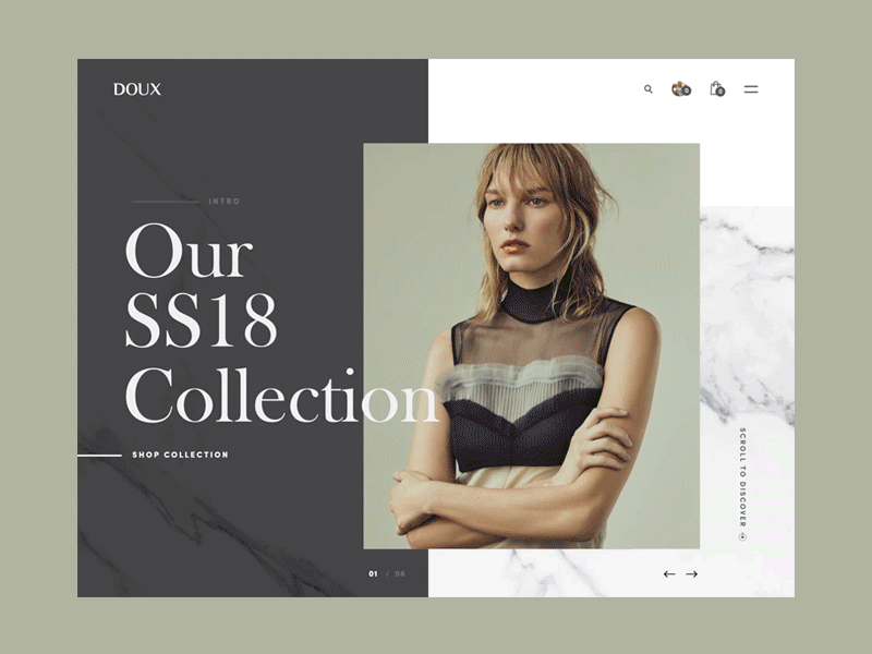 Slider Exploration apperal ecommerce fashion hero layout lookbook minimal serif spring store web website