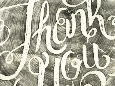 Thank You handmade ink poster print thank thankyou typography wood you
