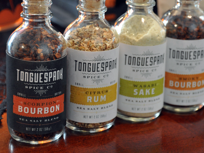 Tonguespank bottle flavor francisco hot label mmmm packaging san small batch spices typography whiskey
