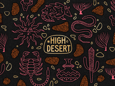 High Desert Pattern branding cannabis characters desert illustration letterpress pattern