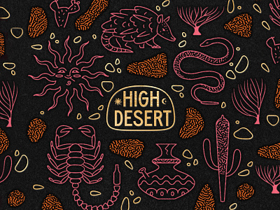 High Desert Pattern branding cannabis characters desert illustration letterpress pattern