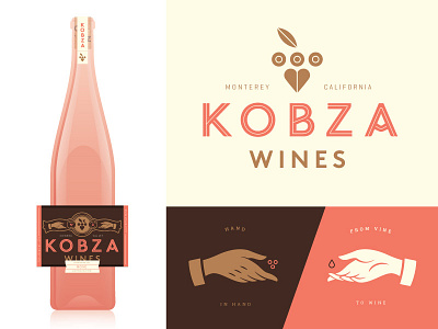 Kobza Wine branding cork francisco identity label logo mark monterey packaging san type wine
