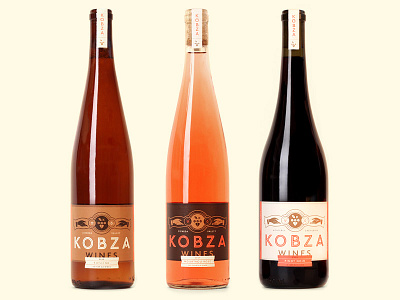 Kobza lineup bottle branding business cards identity labels packaging wine