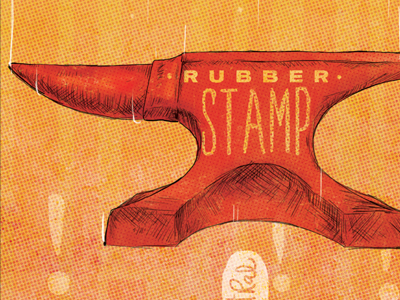 watch out! color illustration rubber stamp typography