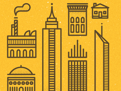 Urban Planning buildings icon illustration interactive line texture web