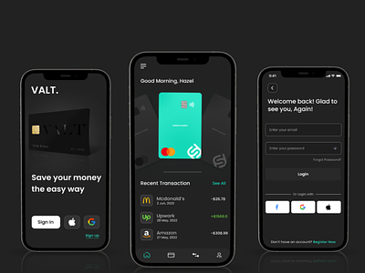 VALT, Money Tracking App app app re design design graphic design mobile app money app money saving app typography ui ui design ux