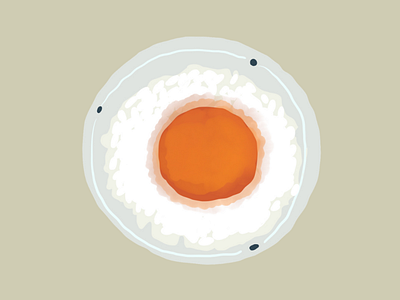 Egg yolk pickled with soy sauce on a bowl of rice 3d animation branding design graphic design illustration logo motion graphics ui ux vector