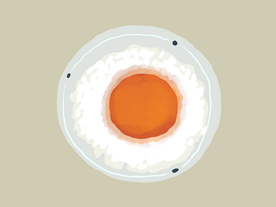 Egg yolk pickled with soy sauce on a bowl of rice