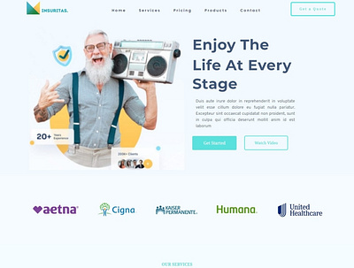 Insurance Website Clone (inspired by Dribbble) branding design graphic design illustration landing page logo ui vector web creation web design