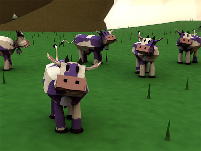 3D // Low poly cows