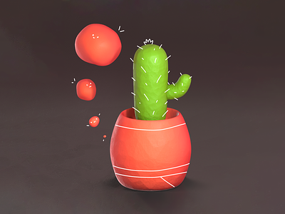 Cactus and Friends 3d blender blender3d blobs cactus drawing faces float green illustration photoshop plant pot red render shapes sphere