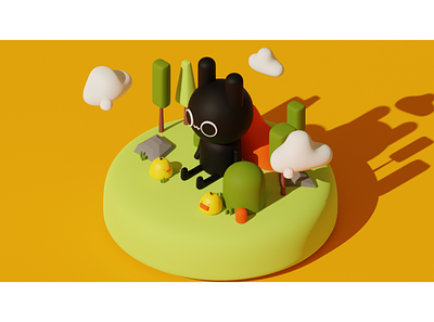 Bunny-kun and the chicks ! 3d blender3d illustration render