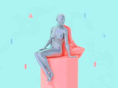 Myself and I 3d blue c4d daz female model motion red shapes