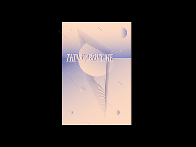 Think about me abstract blue float illustration poster shapes sphere