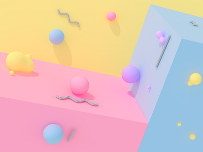 Fun House 3d abstract blue cinema4d fun pink render shapes sphere tilted