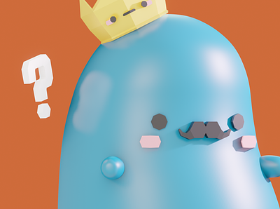 The Blue King 3d blender blender3d blue character characterdesign crown illustration render shapes