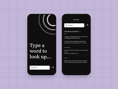 Dictionary - Mobile App app app design black white design ios old school retro typography ui ux uxdesign