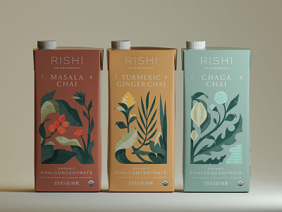 Chai Concentrate botanical chai floral flowers illustration packaging design