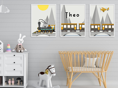 Locomotive Train Wall Art, Moving Vehicle Prints, Kids Bedroom P day time train time graphic design home art decor home inprovments illustator designer kids bedroom wall art kids fun wall art locomotive train motion graphics moving vichels personalised prints series of pictures train inspired print