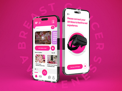 Breast Cancer Awareness App UI app ui ar glass breast breastcancer cancer cancerawareness clean creative design graphic learningapp minimal simple test ui uidesign userexperience userinterface ux white