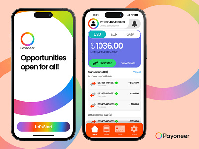 Payoneer App re-design concept clean creative design fintech graphic graphic design illustration logo minimal simple ui uxdesign white