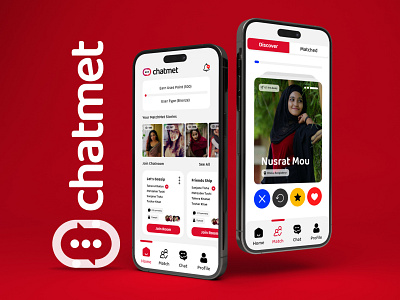 Meeting, Chatting & Dating App "chatmet" UX/UI affair app chating clean creative dating design graphic illustration logo love meeting metting minimal simple uidesign ux uxd uxdesign white