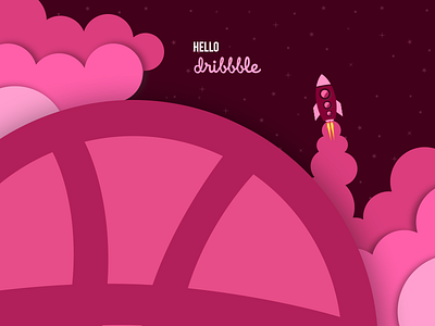 Hello Dribble color design illustration