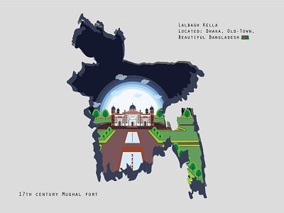 Lalbagh Kella (Fort), Beautiful Bangladesh art clean color creative design flat graphic illustration interaction interface minimal simple travel typography ui ux uxui vector website white