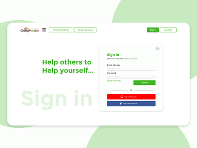 Sign in Page UI Design Sample charity clean color creative creative design design designs easy graphic green help illustration interface interfacedesign minimal simple uidesign user experience uxdesign white