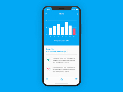 Activity Tracker App Concept activity app blue fitness health iphone iphone x lifestyle steps tracker ui user interface